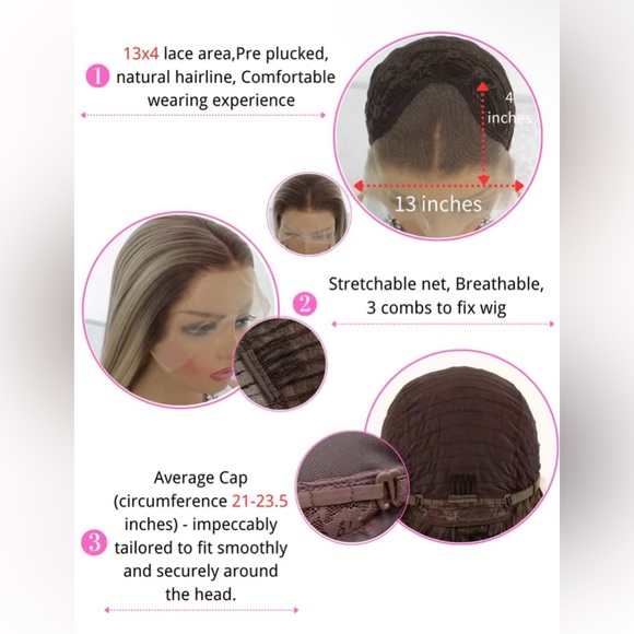 Long Blonde with Low Lights Lace Front Middle Part Synthetic Wig 28” New! - Picture 9 of 9